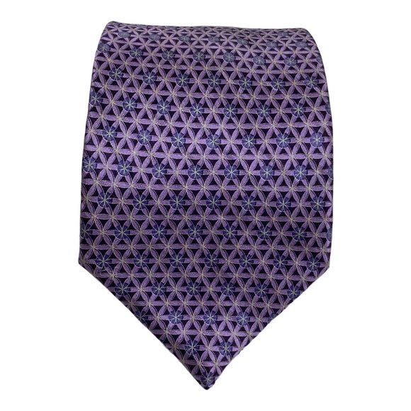 ETON Purple Geometric Silk Tie Made In France 59